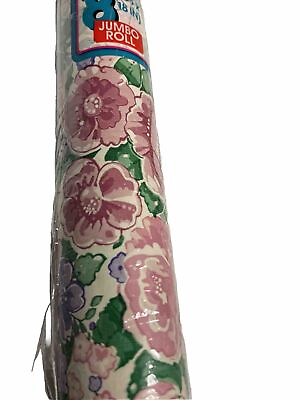#ad 1 Jumbo Roll 36sqft Vintage Contact Paper Con Tact Adhesive 1991 Floral $29.99