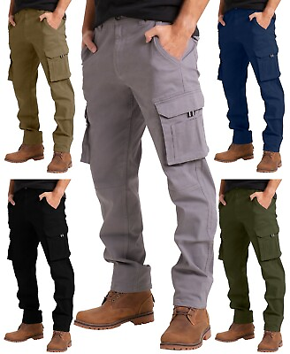 #ad Mens Heavy Duty Work Trouser Stretch Reinforced Utility Pocket Cargo Full Pant $23.79
