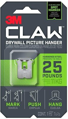 #ad 3M CLAW Strong Durable Drywall Picture Hanger 25 LB with Temporary Spot Marker $7.79