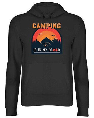 #ad Funny Camping Hoodie Mens Womens Camping is in my Blood Top Camper Gift GBP 17.99