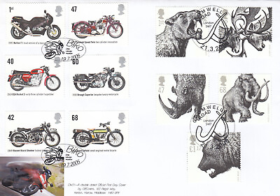 #ad 105639 GBFDC GB31 British Motorcycles Ice Age Animals GB FDC 2005 1 20 GBP 34.98