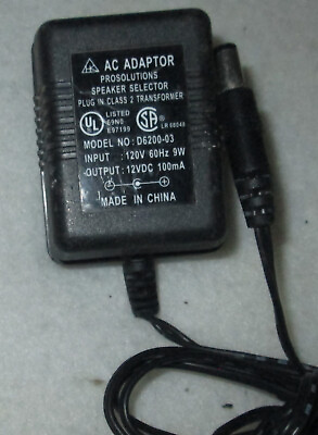 #ad AC Adapter D6200 D6200 03 Class2 Power Supply 100ma $11.50