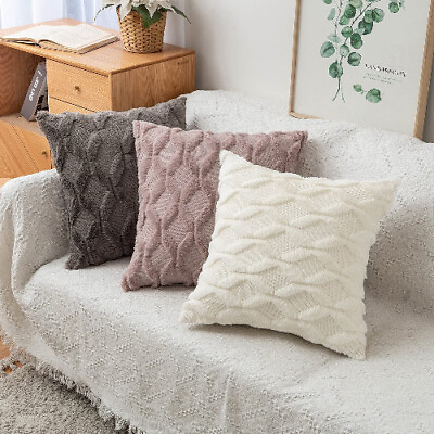 #ad Cushion Cover Plush Pillow Cover for Sofa Grometric 45*45 Decorative Pillows $11.69