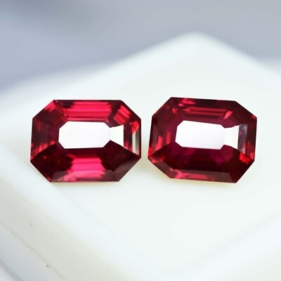 #ad 20 Ct Natural Mozambique Fine Red Ruby Radiant Certified Loose Gemstone Pair $27.99