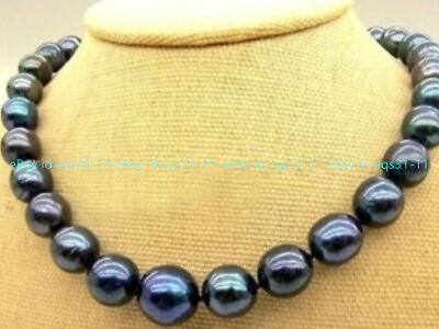#ad Beautiful New 10 11mm Tahitian Black Natural Pearl Necklace 18quot; $19.99