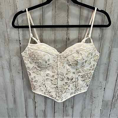 #ad Cropped Floral Tapestry Bustier Sexy Top Spaghetti Straps Smocked $25.00