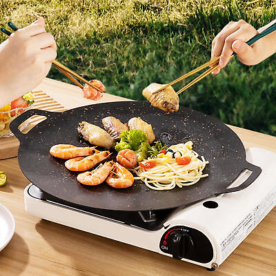 #ad Korean Barbecue Grill Pan Round Induction Griddle Pan for Stove Top Griddle Flat $53.94