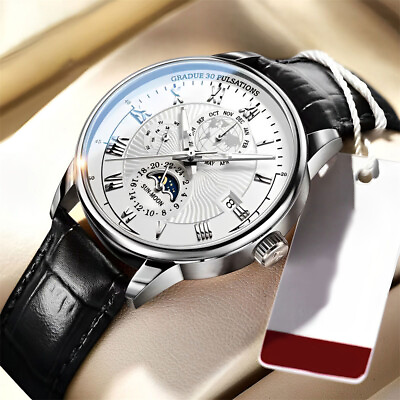 #ad Men Watch Leather Waterproof Luminous Men#x27;s Quartz Wristwatch Luxury Man Watches $5.89