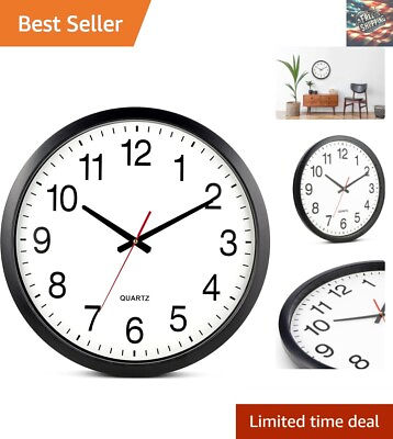 #ad XL 18 Inch Black Wall Clock Easy to Read Arabic Numerals Silent Mechanism $87.79