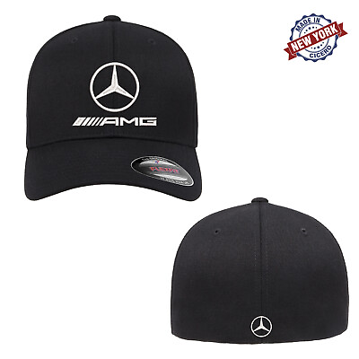 #ad Mercedes Benz AMG Logo Embroidered Flexfit Fitted Ball Cap Front amp; Back Stitch $24.99