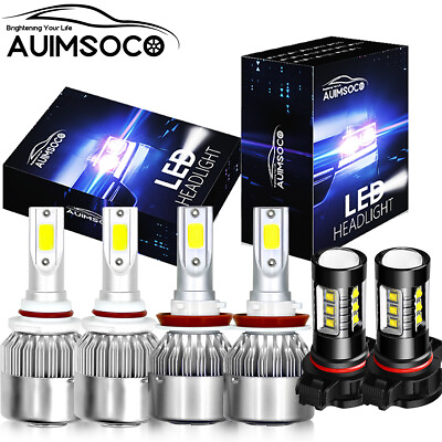 #ad For GMC Sierra 1500 2007 2013 Combo LED Headlight Kits High Low BeamFog Bulbs $36.99