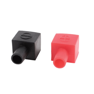 #ad Motorcycle Battery Terminal Cover Soft Plastic Insulation Boot Black Red Pair $6.45