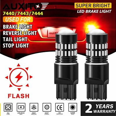 #ad 7443 LED Strobe Flashing Blinking Brake Tail Light Parking Safety Warning Bulbs $14.99