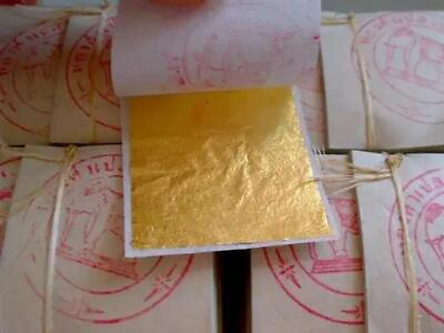 #ad 100 Gold Leaf Sheets 24 K 999 1000 Real Gold Made from Thailand $16.99