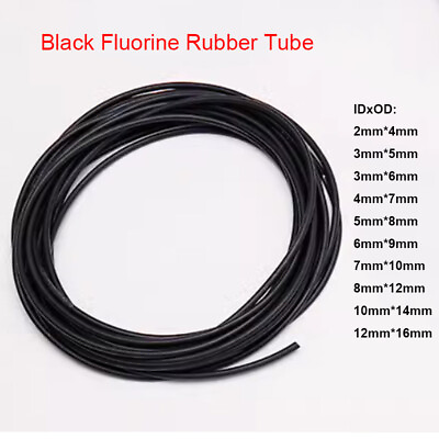 Black Flexible Fluorine Rubber Tube Insulated Hose Pipe ID 2 12mm OD 4 16mm Tube $28.52