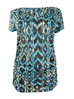 #ad INC International Concepts Women#x27;s Printed Double Layer Top S Painted Aztec $9.99