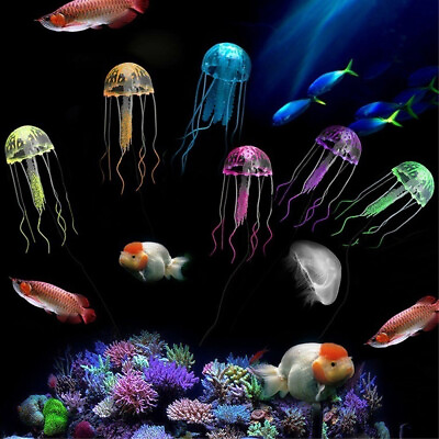 #ad 6Pcs Artificial Glowing Jellyfish Ornament Aquarium Emulation Luminous Jellyfish $9.79