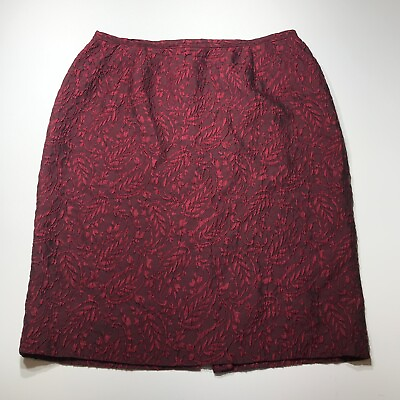 #ad Lafayette 148 New York Skirt Womens Size 14 Red Paisley Straight Silk Wool Blend $35.99