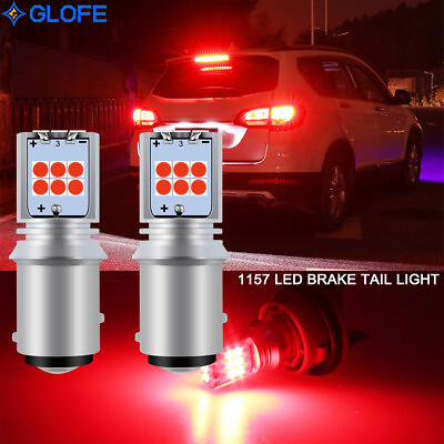#ad 2X GLOFE 1157 2057 Pure Red LED Stop Turn Signal Brake Tail Light Bulbs BAY15D $13.87