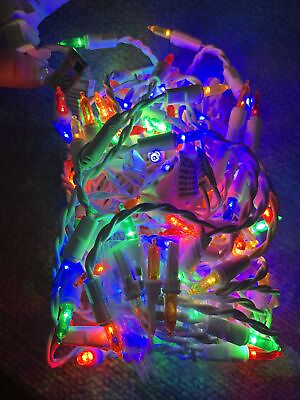 #ad GE Christmas StayBright 100 LED Icicle Style Lights Multi Colored White Wire $18.99