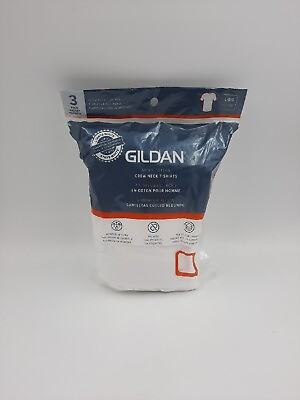 #ad 3 Pack Gildan Men#x27;s White Crew T Shirts Short Sleeve L Cotton Moisture Wicking $10.44