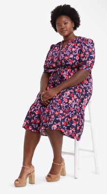Draper James Loretta Shirt Dress Womens XXL Fall Blooms Field Poppy NWT $150 $103.46
