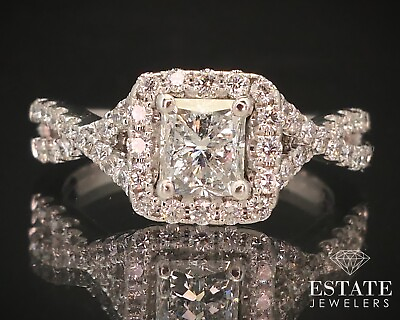 #ad 14k White Gold GSI LEO Radiant Natural 1.29ctw Diamond Engagement Ring 4g i14715 $3499.00