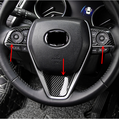 #ad #ad Carbon fiber internal Steering Wheel Trim 3pcs For Toyota Camry 2018 2024 $17.57