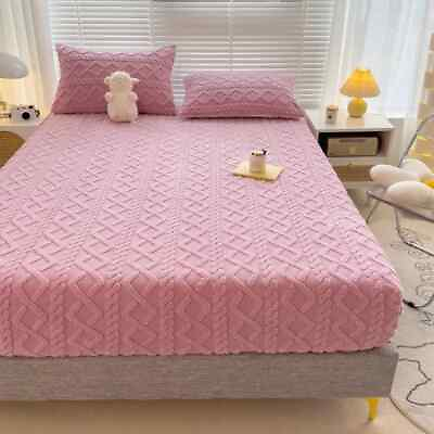 #ad Protector Embossed Fitted Sheet Non slip Soft Mattress Cover Bedspread Washable $52.91
