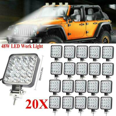 #ad 20 X Square 16LED Work Light Pods Fog Flood Spot Lamp Car Tractor Waterproof 48W $71.99