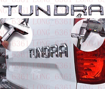 #ad Chrome Black Raised Tailgate Inserts Letters Emblem for TUNDRA 2014 2020 Badge $28.99