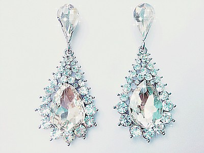#ad Clear Crystal Long Dangle Earrings Wedding Bride Elegant Pageant Fitness Bikini $17.99