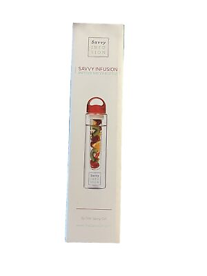 #ad NIB Savvy Infusion Water Bottles 24 OZ Fruit Infuser Bottle Black Top Brand New $14.50