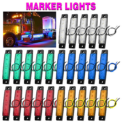 #ad 5 20X 12V Amber Red LED Side Marker Clearance Lights Waterproof Trailer Truck RV $7.99