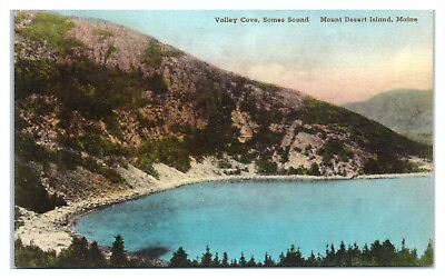 #ad Valley Cove Somes Sound Mount Desert Island Maine Hand Colored Postcard $10.95