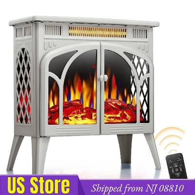 #ad #ad 23.5#x27;#x27; Beige Electric Fireplace Stove Heater with 3D Flame Effect from NJ 08810 $139.99