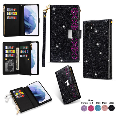 #ad Fashion Glitter Wallet Case Magnetic Flip Cover For Samsung S23 Ultra Note 10 $14.95