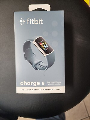 #ad Fitbit Charge 5 Activity Tracker Steel Blue Platinum Stainless Steel New Seale $120.88