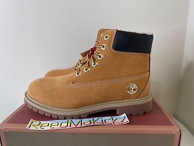 #ad Timberland Boots 6 inch Wheat Shearling Nubuck Kids 6Y Youth Junior TB0A42ZR 231 $89.99