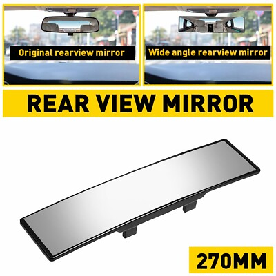 #ad Universal Wide angle 270MM Wide Convex Interior Clip On Rear View Clear Mirror $12.99