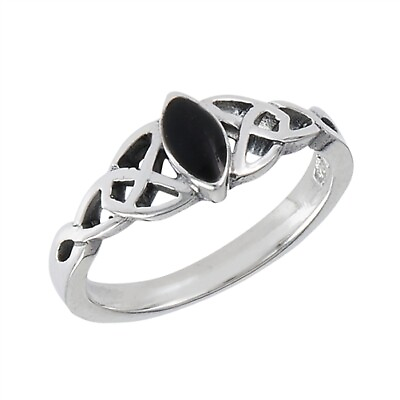 #ad Sterling Silver Celtic Black Onyx Ring Free Gift Packaging $15.44