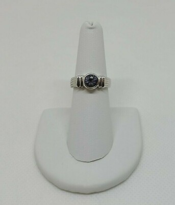 #ad Women#x27;s Fashion Ring Size 6.75 Textured Rhinestone Center Silver Tone Unbranded $4.99