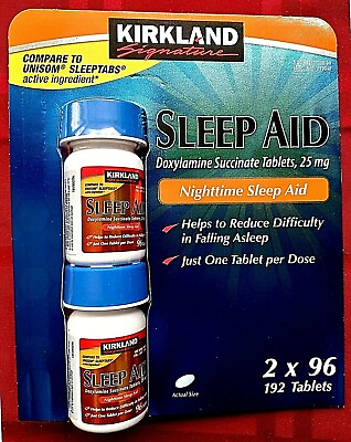 #ad Kirkland Signature Sleep Aid Doxylamine Succinate 25 Mg 192 Tablets EXP 01 2026 $12.98
