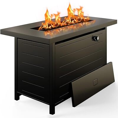 #ad 42 Inch Gas Fire Pit Table 60000 BTU Propane Pits 2 in 1 Firepit Table Outdoor $219.44