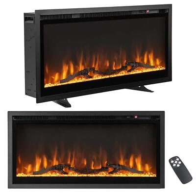 #ad Costway Wall Mounted Electric Fireplaces 36quot; Metal with Remote Control in Brown $209.34