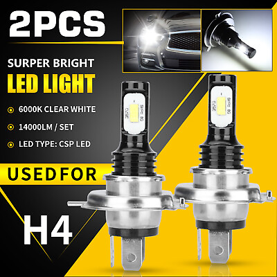 #ad 2X H4 9003 HB2 LED Headlight Kit High Low Beam DRL Bulb Super Bright 6000K White $12.98