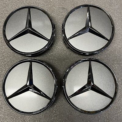 #ad Mercedes Benz OEM Center Caps Hub Covers Silver Chrome 2204000125 220 400 01 25 $39.99