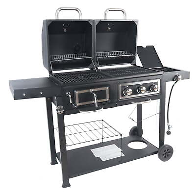 GAS CHARCOAL OUTDOOR GRILL BBQ Combo Dual Fuel Propane Stainless Steel $223.20