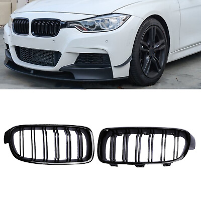 #ad Front Kidney Grill Grille For 12 18 BMW F30 3 series 330i 328i Gloss Black $24.99