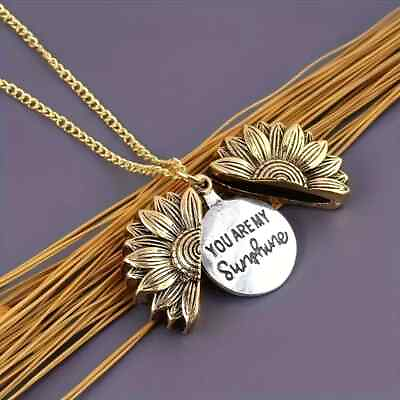 #ad YOU ARE MY SUNSHINE Sunflower Pendant Necklace Retro Vintage Creative Gift Girl $13.98
